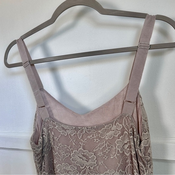 FREE PEOPLE Beige Oatmeal Lace Stretch Mini Dress Excellent Condition, Size L - Picture 11 of 16